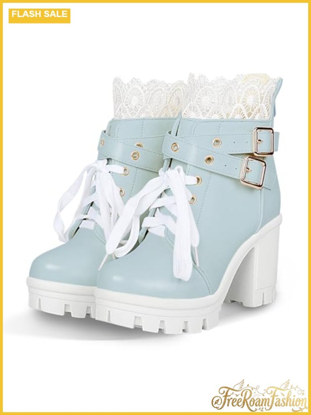 Platform Lace Up Ankle Boots Chunky Heel Round Toe Gothic